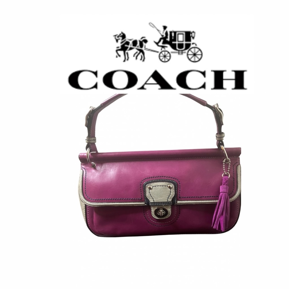 Coach Willis EUC Legacy City Colorblock Magenta Leather Satchel Crossbody